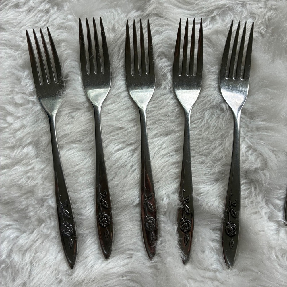 Vintage Oneida Community My Rose Stainless Dinner Forks Set of 5 Floral